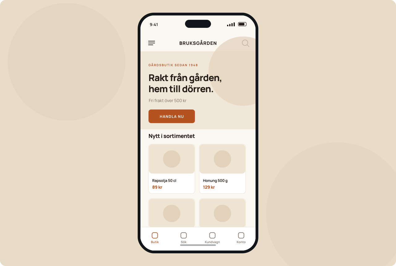 Designexempel: e-handel för gårdsbutik