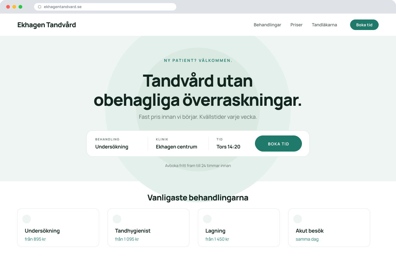 Designexempel: hemsida för tandvårdsklinik